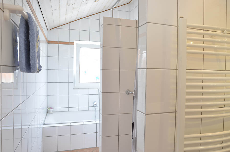 Badezimmer mit Dusche und Badewanne, Ferienwohnung Haus am Weinberg, Mußbach - Neustadt / Weinstr.